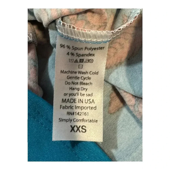 NEW LuLaRoe Women's XXS Randy Raglan Tee Blue Orange‎ Fern Leaf 3/4 Sleeve - Picture 8 of 8